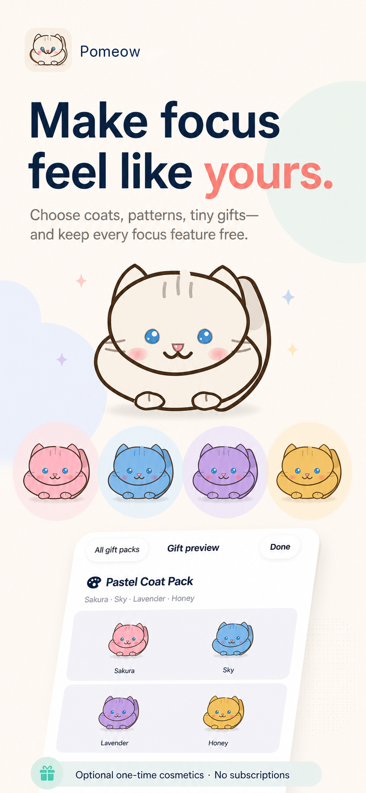 Pomeow optional cat coats and cosmetic gift preview