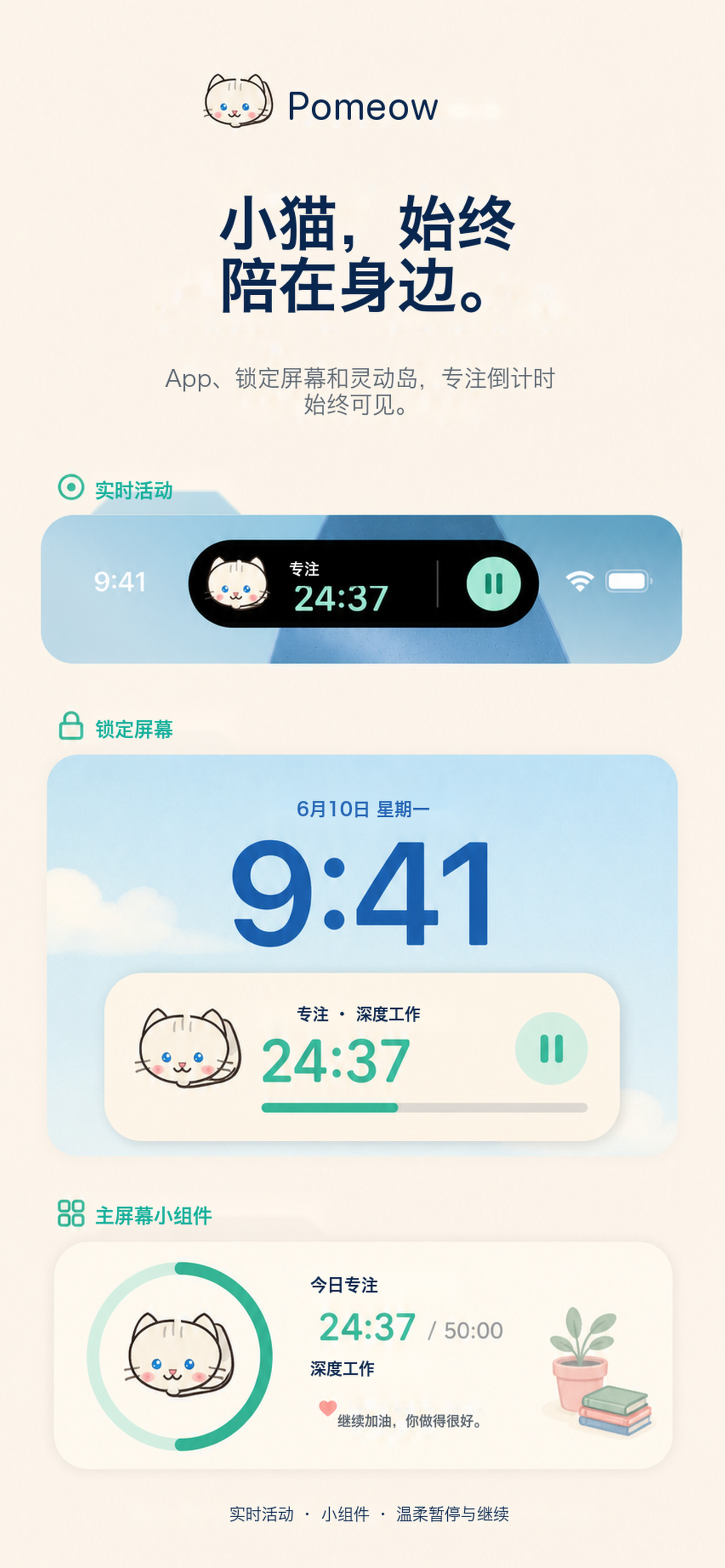 番茄喵喵实时活动、锁屏与桌面小组件