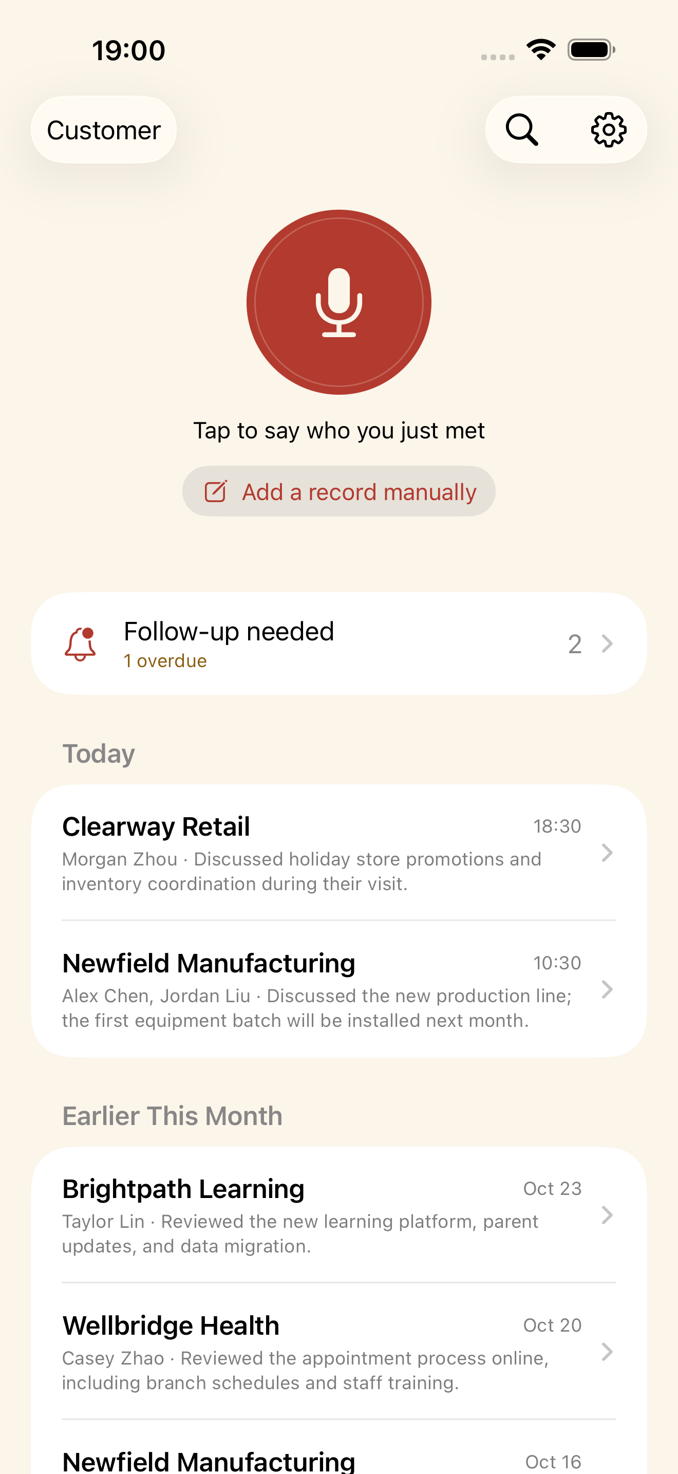 VisitLine 0.2.3 · Actual app screens with fictional example data