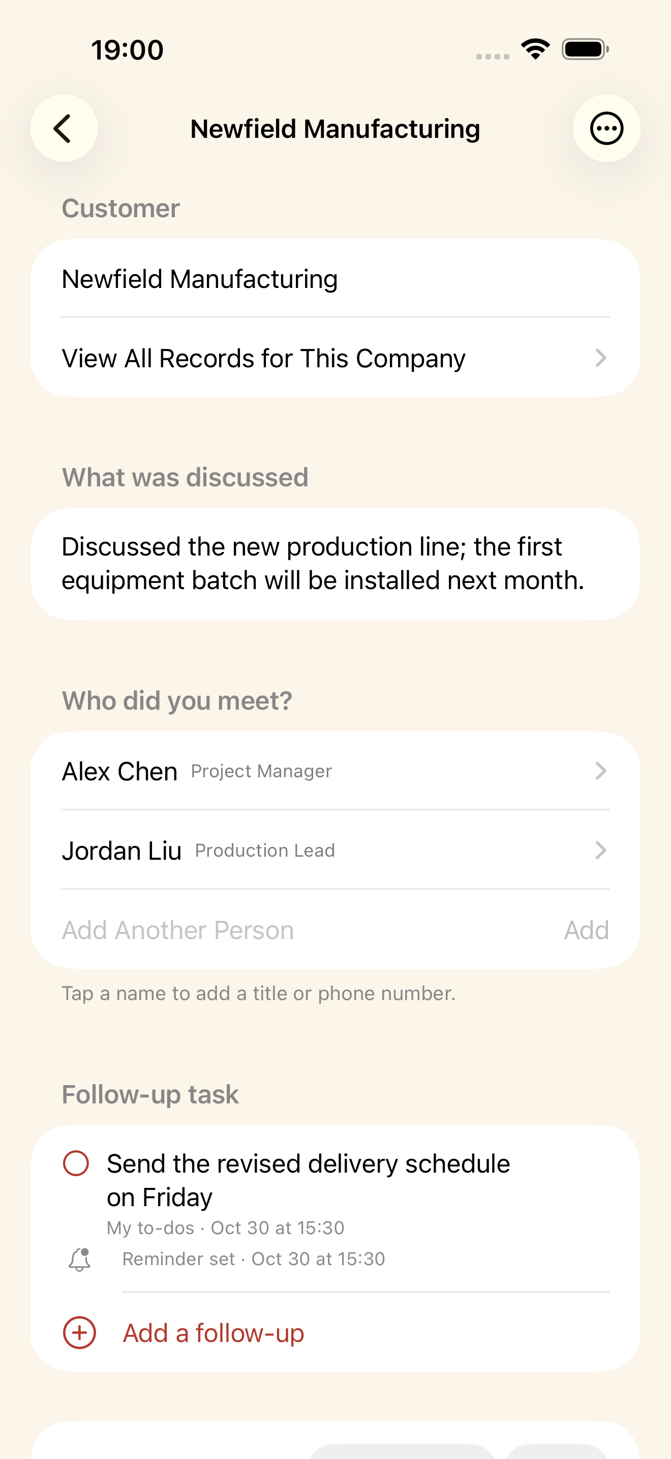 VisitLine 0.2.3 · Actual app screens with fictional example data