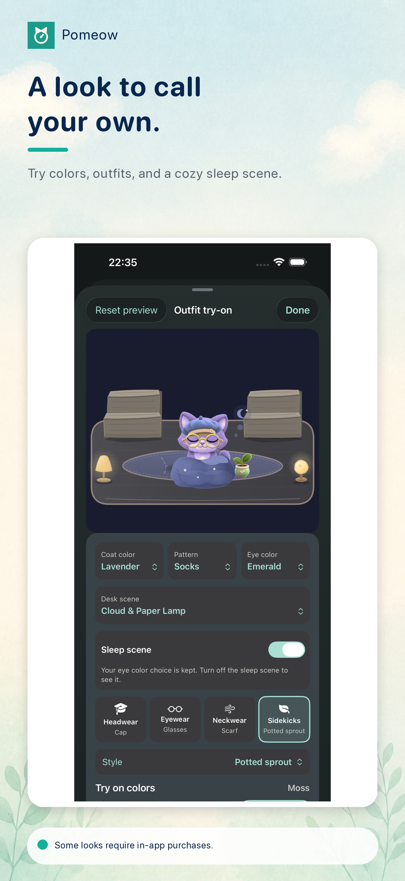 Pomeow 4.0.1 preview · real Release screens with fictional examples