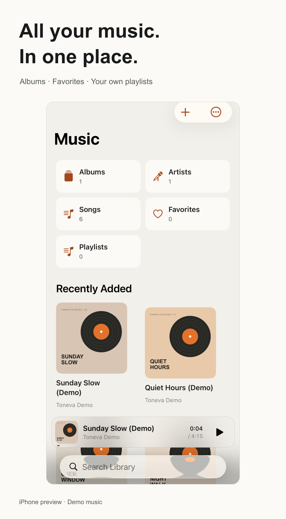 Unreleased iPhone preview · Demo music